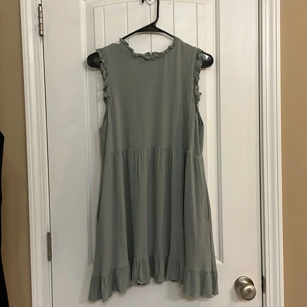The Impeccable Pig Green Ruffled Mini Sundress - Picture 1 of 6
